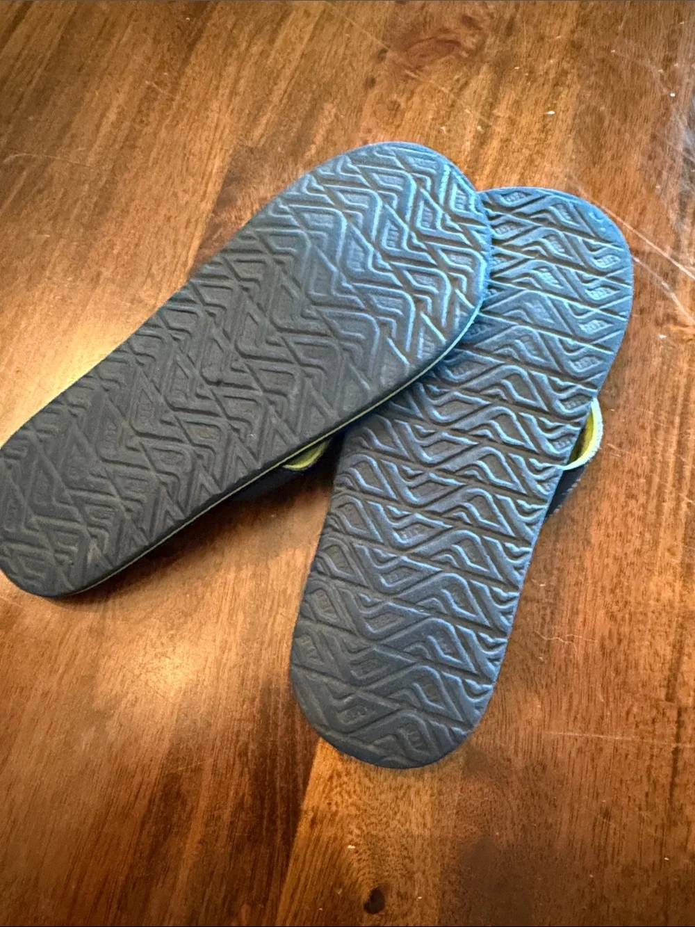 Reef Boy’s Striped Flip Flops in Blue, Yellow/Green, Size 3